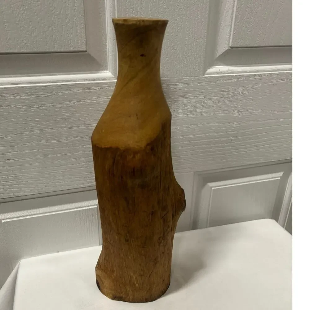 Hand Carved Wood Vessel Approx 15” Organic Modern Rustic Sculpture Decor
